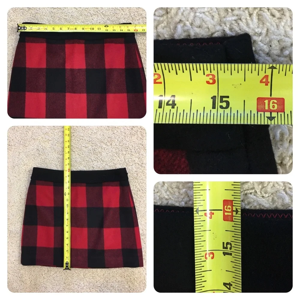 J. Crew Red and Black Buffalo Plaid Wool Mini Skirt
